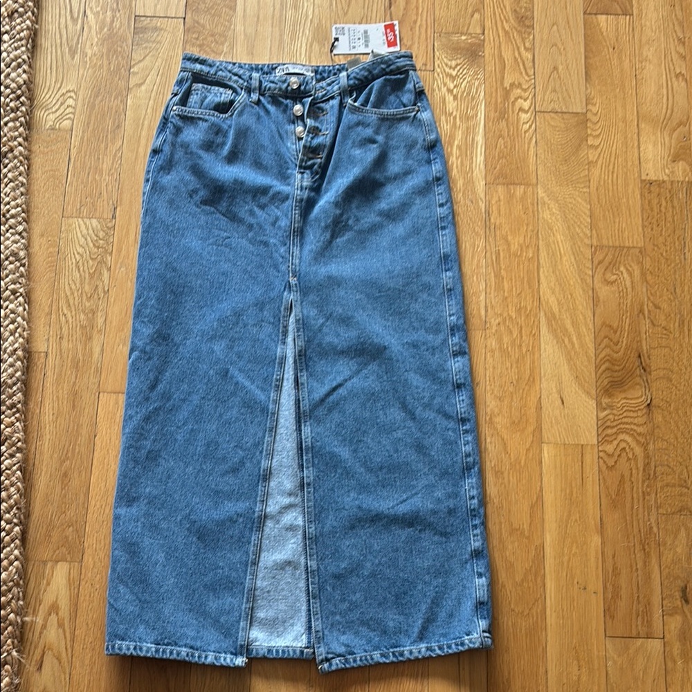 Blue Denim Maxi Skirt
